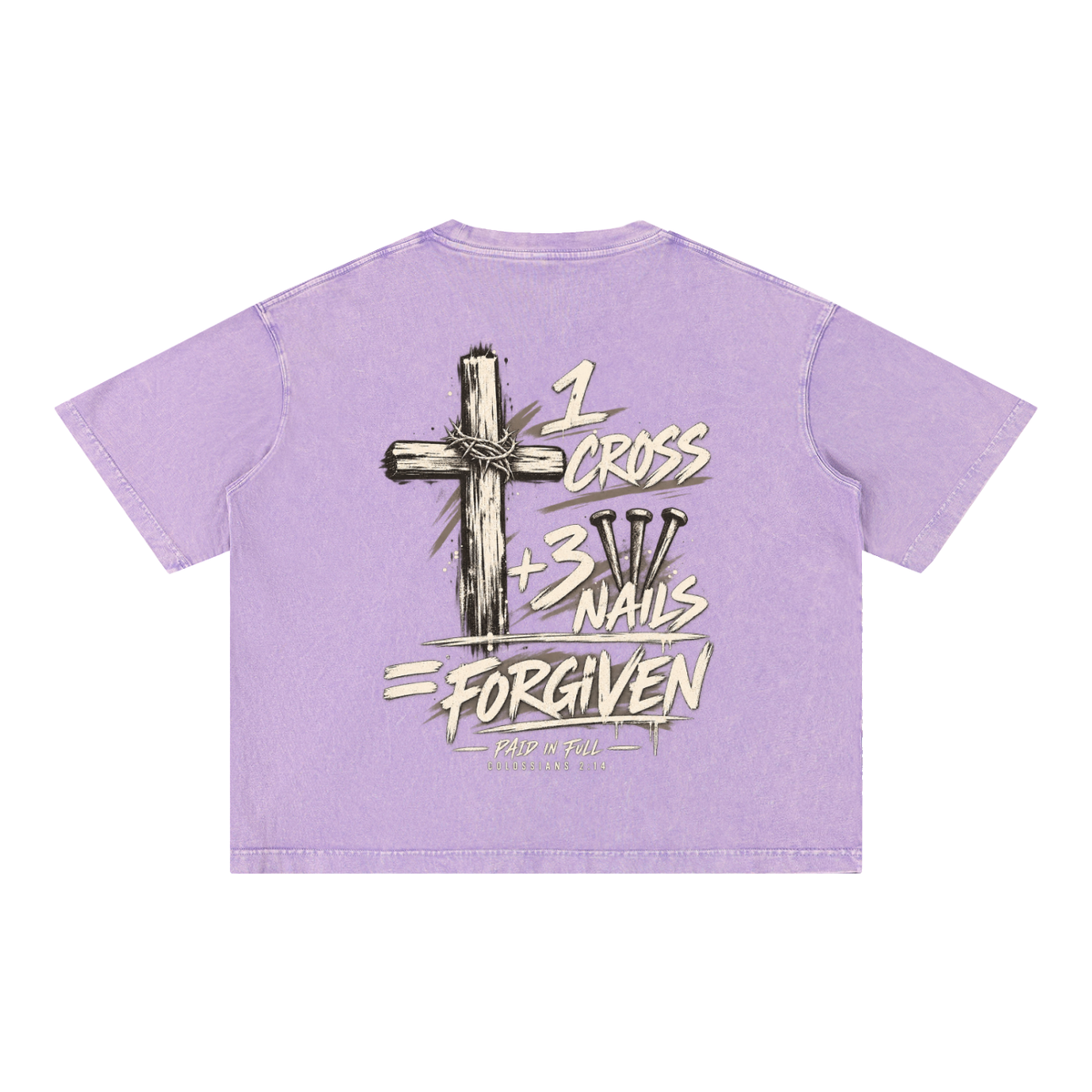 1 Cross 3 Nails Mineral Wash Boxy Cotton T-Shirt