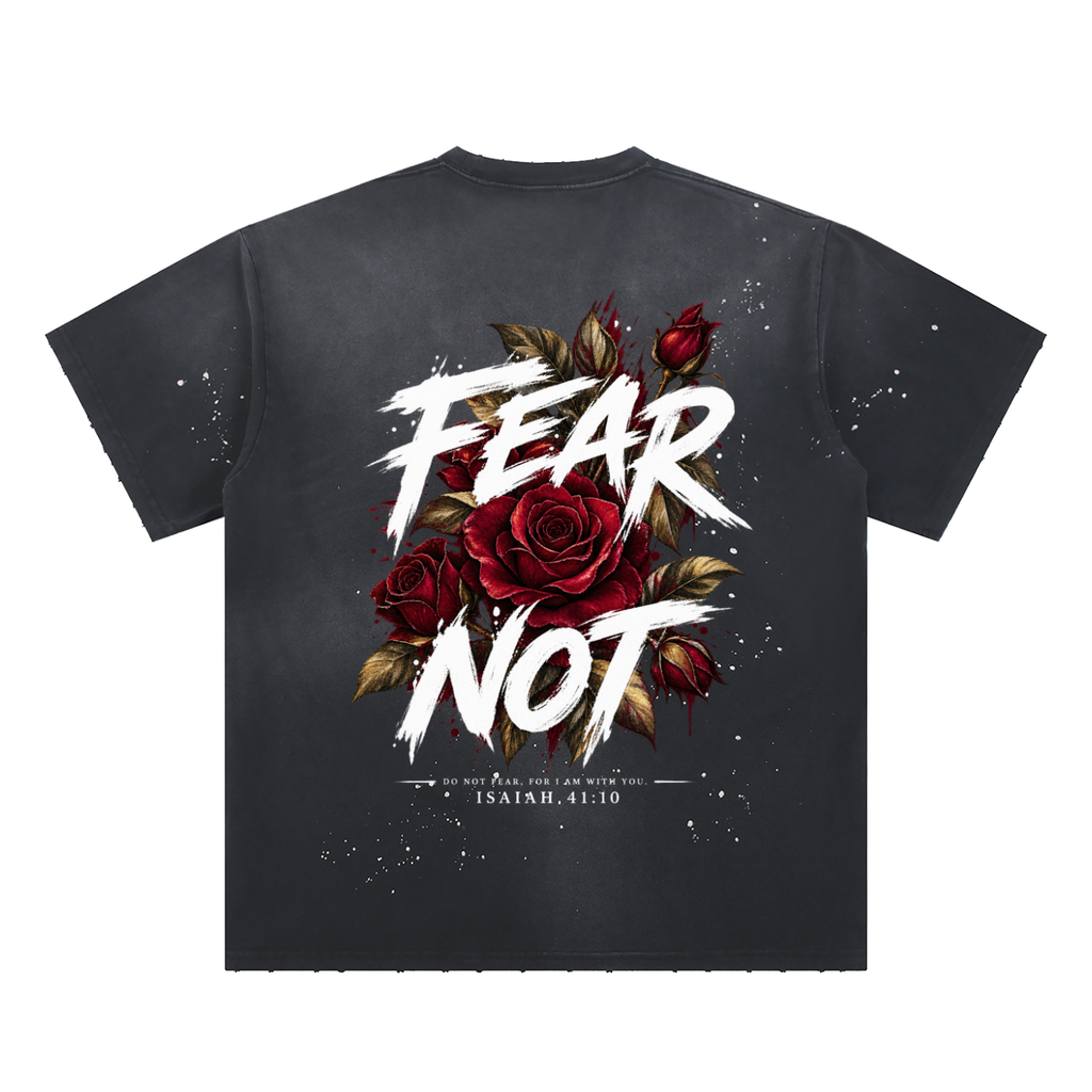 Fear Not Hand-Frayed Sunfade Paint Splatter T-Shirt