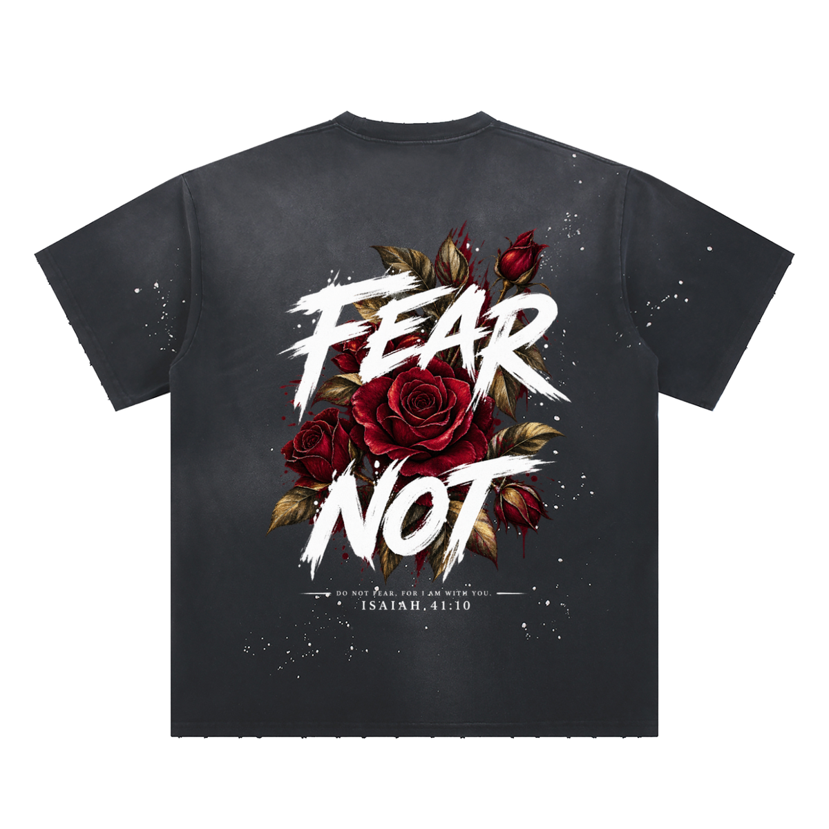 Fear Not Hand-Frayed Sunfade Paint Splatter T-Shirt