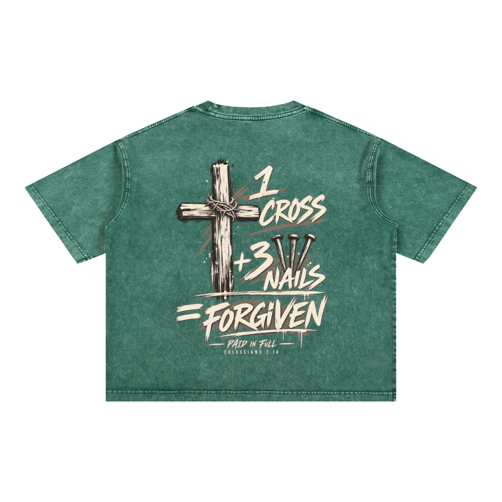 1 Cross 3 Nails Mineral Wash Boxy Cotton T-Shirt