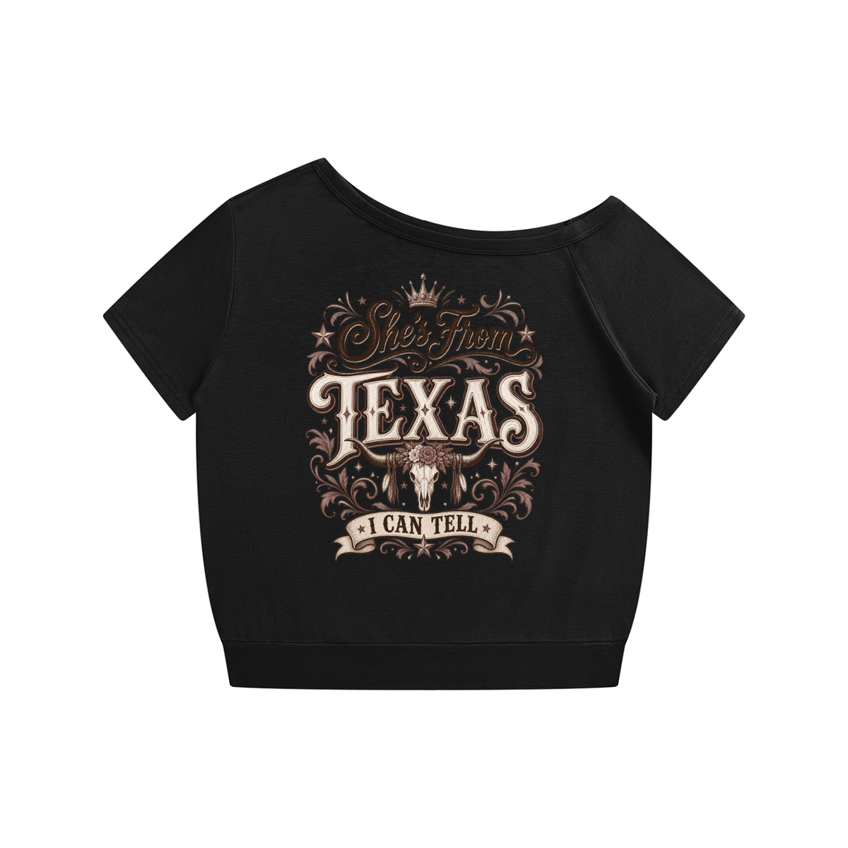 She's from Texas Women's Off-the-Shoulder T-Shirt