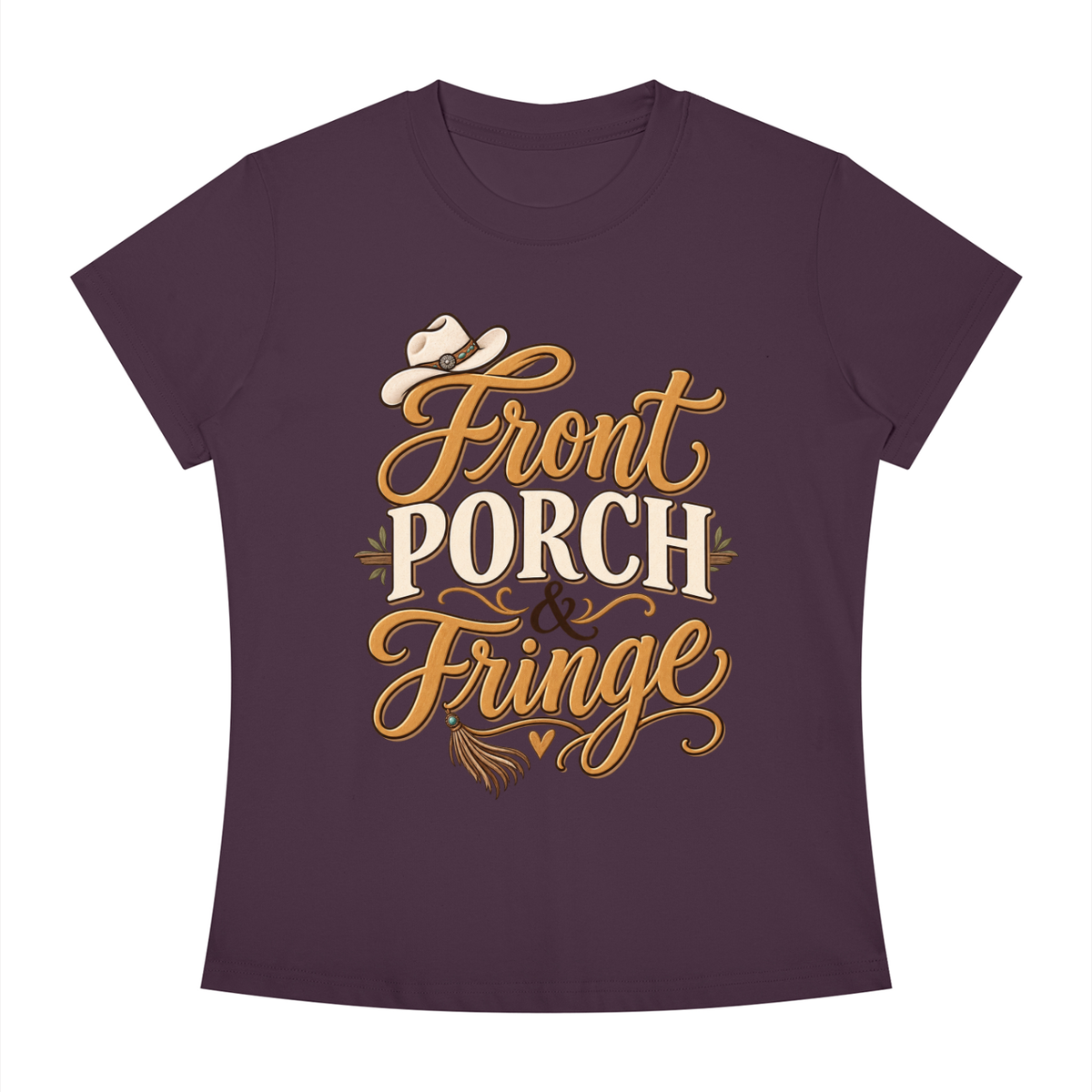 Front Porch Fringe Women's Slim Fit Crewneck T-Shirt