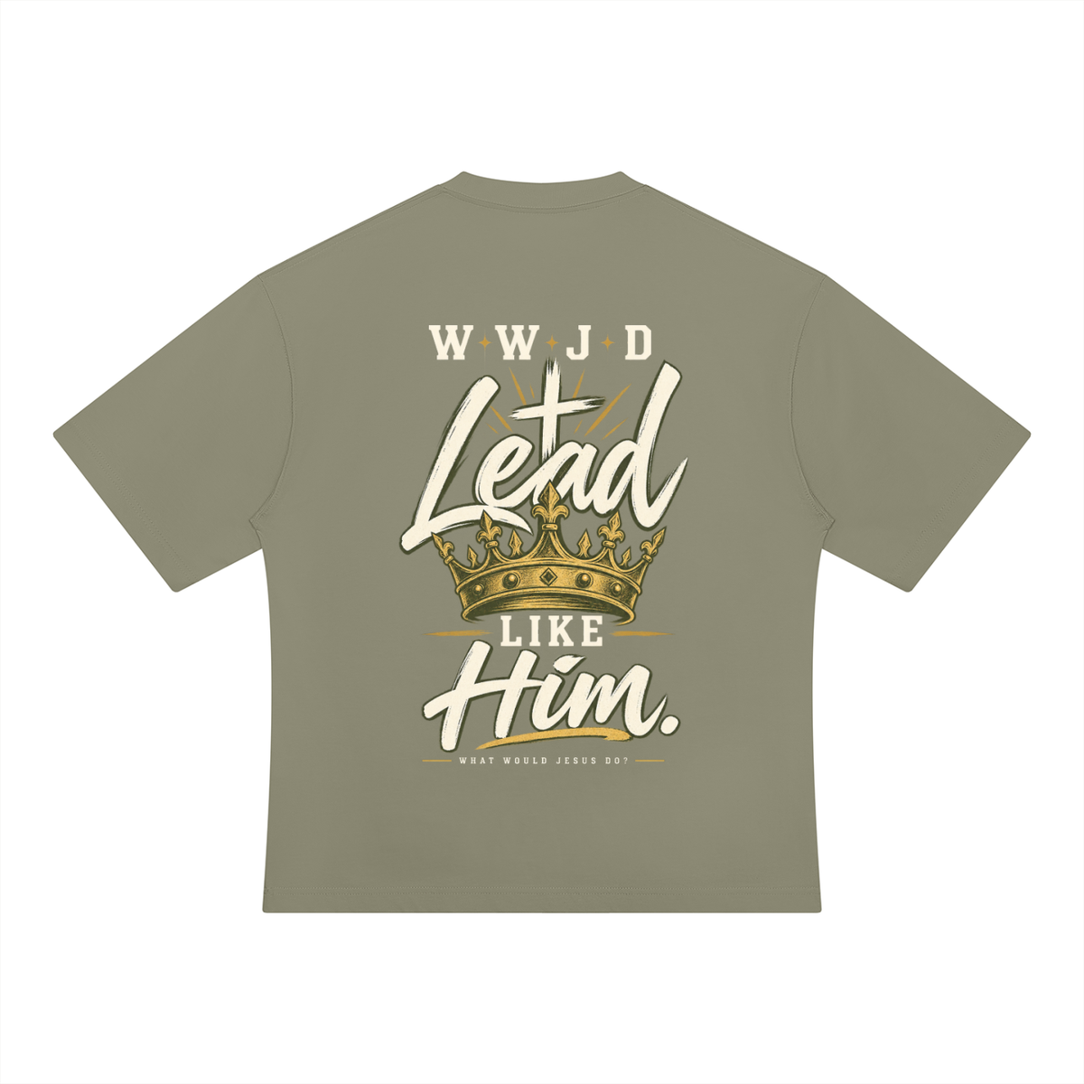 WWJD Green & Gold Mens Heavyweight Oversized T-Shirt